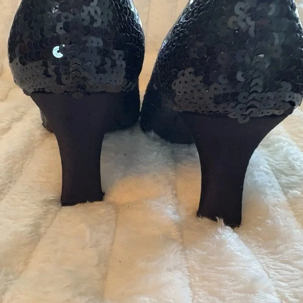 Valerie Stevens Shoes Heels Black Sequins Size 6.5 Women's Ombre